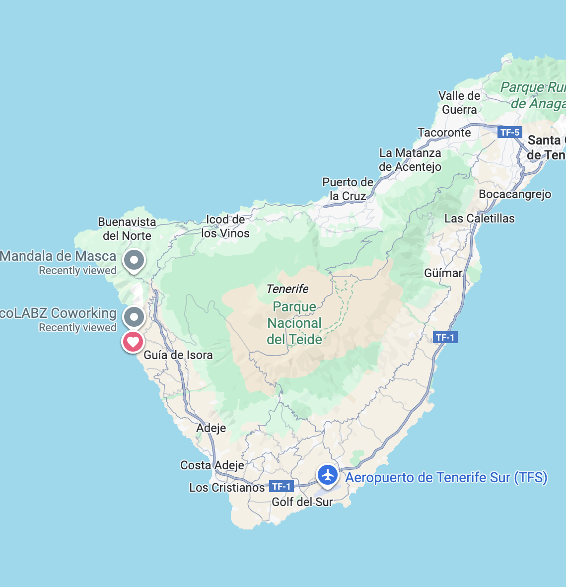 Map showing Villa Atlantic location in Puerto de Santiago, Tenerife